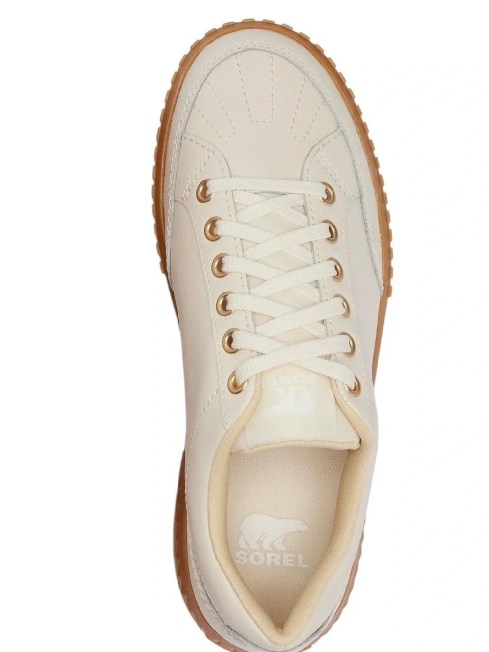 SOREL Women’s ONA Ave Low Sneakers Cream Leather Platform Gum Sole Size 11 - Picture 12 of 16